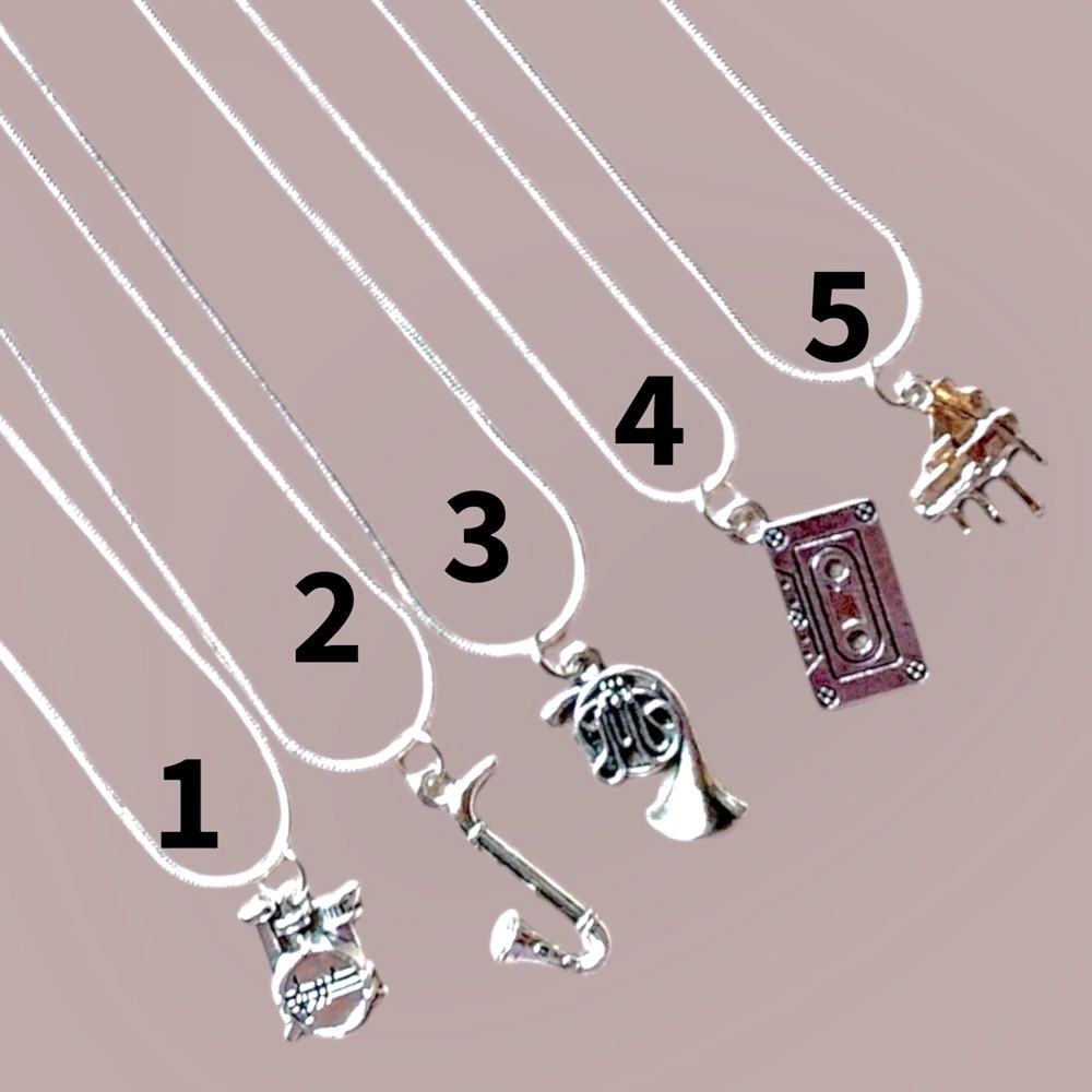 Musical Instrument Drums, Saxophone, French Horn, Cassette, & Piano Charms